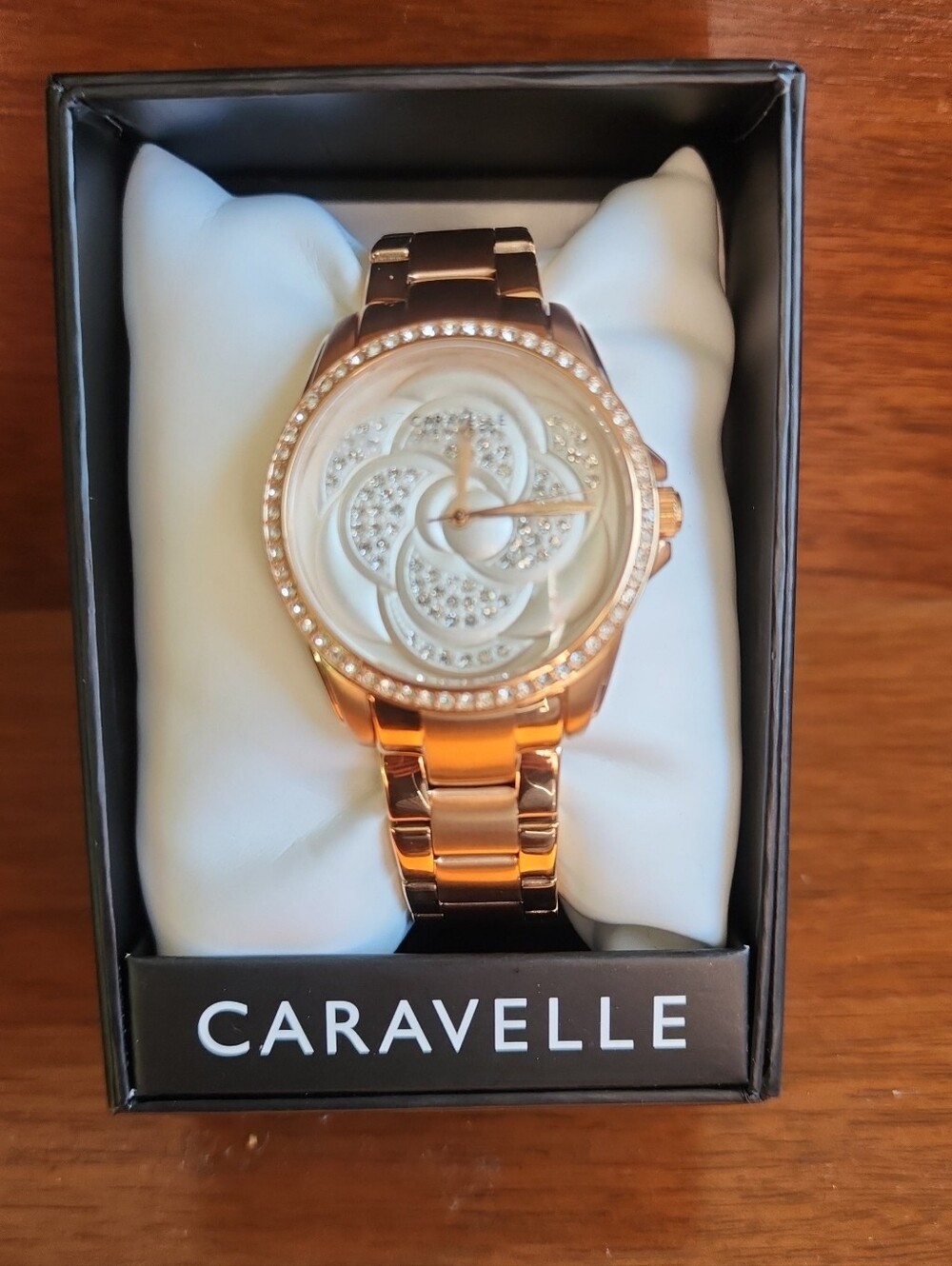 Caravelle New York Women's 44L233 Swarovski Crystal Rose Gold Tone Watch
